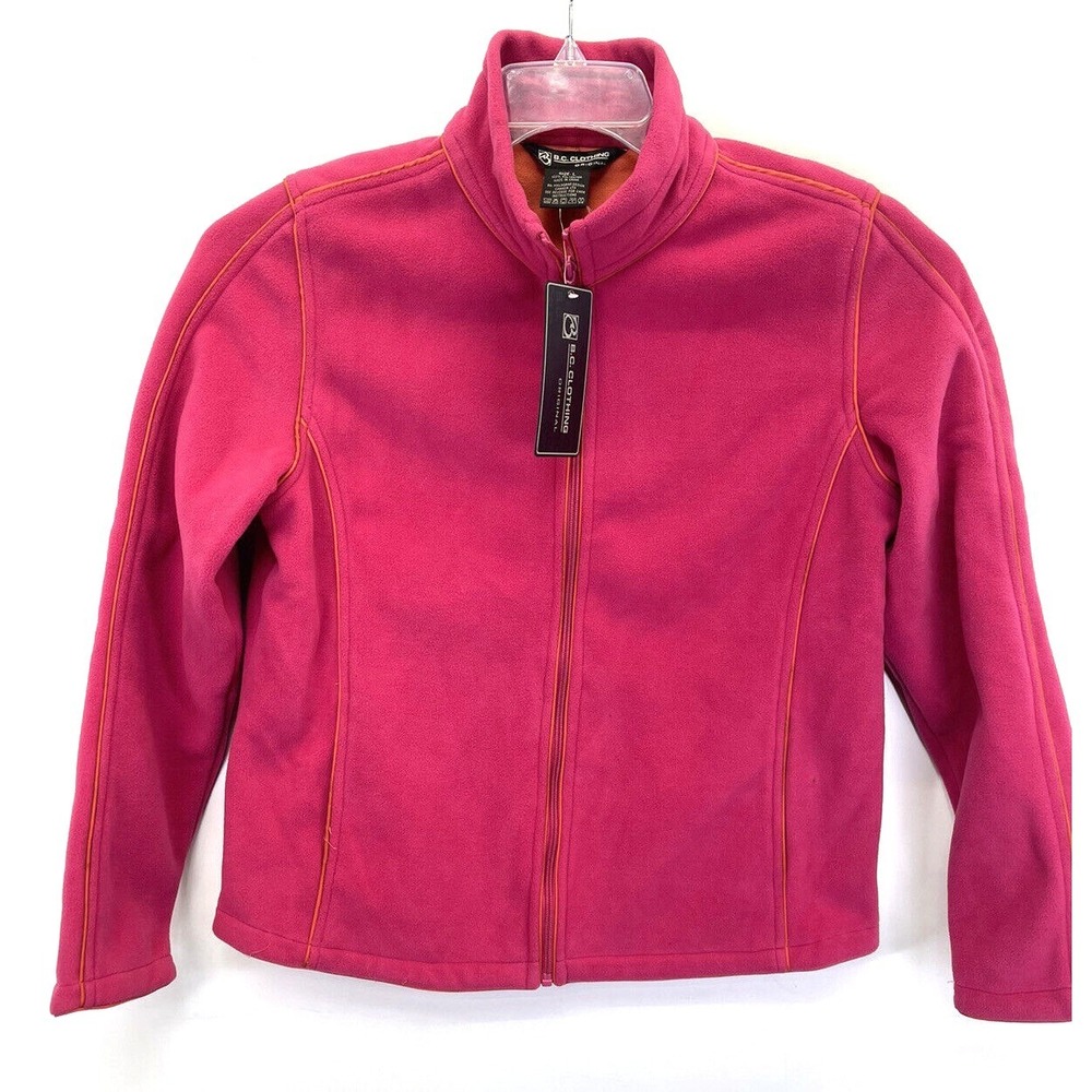 BC Clothing Soft‎ Shell Jacket Womens Sz Small Pink Micro Fleece Zip Up NWTs
